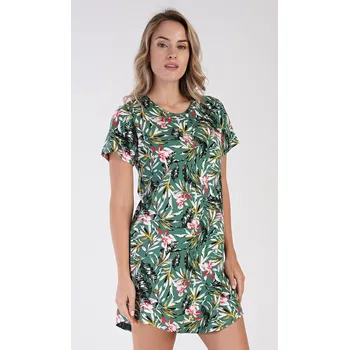 Dámská móda Vienetta Dámská noční košile s krátkým rukávem Michaela: smaragdová XXL