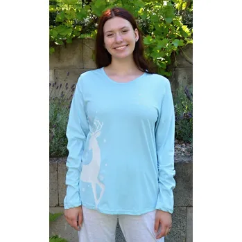 Dámské pyžamo Vienetta Secret Dámské pyžamo dlouhé Jelen: světle modrá S