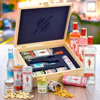 Dárkový potravinový koš Beefeater Gin dárková sada s ginem k narozeninám, výročí, svátku, vánocům, valentýnu Standardní víko
