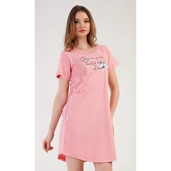 Dámské šaty Vienetta Dámské domácí šaty s krátkým rukávem Betty: lososová M