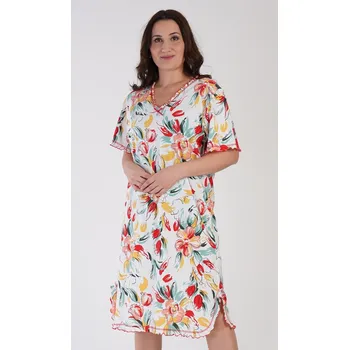 Dámská noční košile Vienetta Dámská noční košile s krátkým rukávem Alex: lososová 4XL