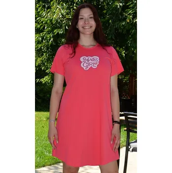 Dámská noční košile Vienetta Dámská noční košile s krátkým rukávem Super girl: korálová M