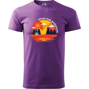 Pánská móda DOBRÝ TRIKO Pánské tričko Život pod hvězdami Velikost: M, Barva: Fialová