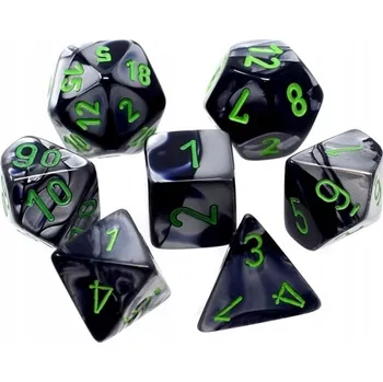 Příslušenství k deskovým hrám Sada 7 RPG kostek Chessex Gemini Černo-Šedé