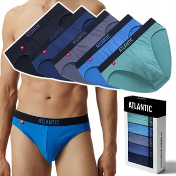 Slipy Pánské slipy 5 PÁRŮ sportovní BAVLNĚNÉ slipy ATLANTIC 5SMP-004 - M