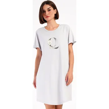 Dámské noční prádlo Vienetta Dámské domácí šaty s krátkým rukávem Queen: šedá 3XL