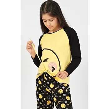 Dívčí pyžamo Vienetta Kids Dětské pyžamo dlouhé Úsměv: žlutá 15 - 16