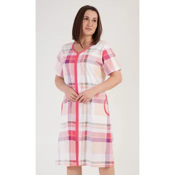 Dámská noční košile Vienetta Dámské domácí šaty s krátkým rukávem Catherine: lososová 3XL