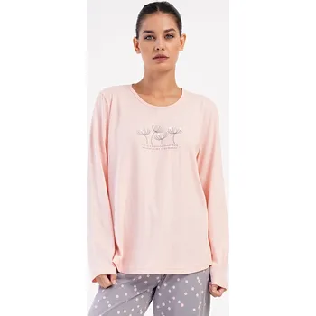 Dámské pyžamo Vienetta Dámské pyžamo dlouhé Petra: světle lososová 1XL