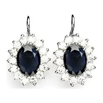 Náušnice Stříbrné náušnice Kate přírodní safír 8x6 mm - NK1507 (Stříbrné náušnice se safírem)