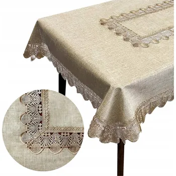 ubrus UBRUS PLAMOODPUDIVÝ na stůl 150x240 s krajkou klasický 2018 béžový
