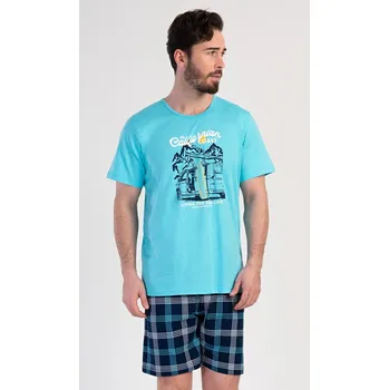 Pánské pyžamo Vienetta MAN Pánské pyžamo šortky California: azurová XXL