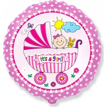 Balónek Fóliový balónek kulatý kočárek It's a Girl - 46 cm