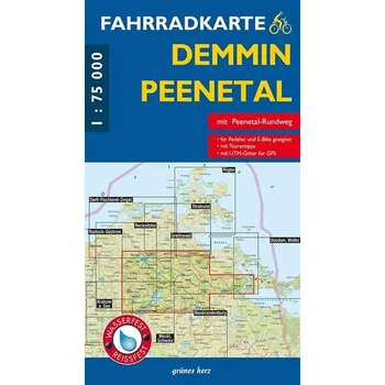 Fahrradkarte Demmin, Peenetal [DE] (2025, Karta, Verlag grünes Herz)