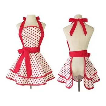 Kuchyňská zástěra Kuchyňská zástěra s červenými puntíky - Cakesicq