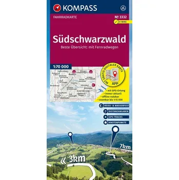 KOMPASS Fahrradkarte 3332 Südschwarzwald mit Knotenpunkten 1:70.000