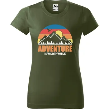 Dámské oblečení DOBRÝ TRIKO Dámské tričko Adventure is worthwhile Barva: Khaki, Velikost: 2XL