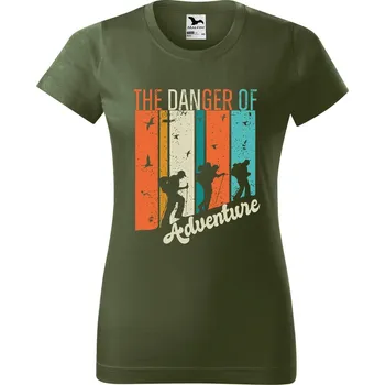 Dámské tričko DOBRÝ TRIKO Dámské tričko s potiskem The danger Barva: Khaki, Velikost: S