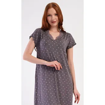 Dámská noční košile Vienetta Dámská noční košile s krátkým rukávem Samanta: hnědá 2XL