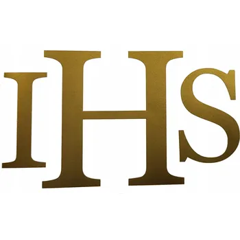 Samolepicí dekorace na vozidlo Samolepka nápis ke Svatému přijímání zlatá IHS dekorace na přijímání 14 cm