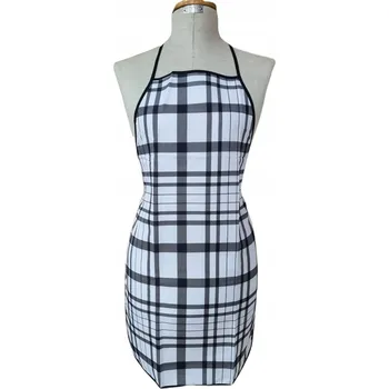 Kuchyňská zástěra Kuchyňská zástěra bílá černá cikcak kostkovaná