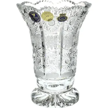 Váza Bohemia Crystal hand cut Váza 16,5 cm - bohatý brus 500PK