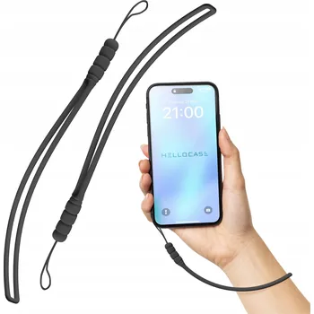 Šňůrka na telefon plast černá