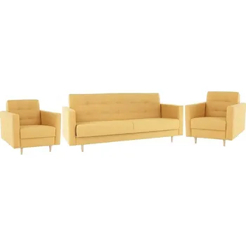 Sedací souprava Rozkládací sedací souprava AMEDIA 3+1+1 s úložným prostorem, látka hořčicová