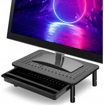 Podstavec pod monitor NANKIN černý stojan na monitor notebook + šuplík