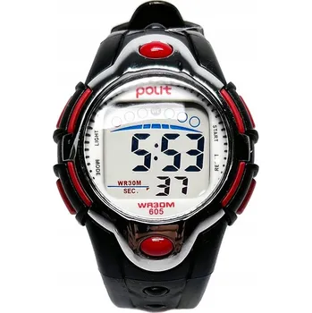 Hodinky Dětské hodinky POLIT elektronické černé stopky alarm datum