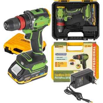 Elektrické nířadí PROCRAFT PA18Pro DFR Aku vrtačka šroubovák 30Nm 20V 1x1,5Ah s odnímatelným sklíčidlem