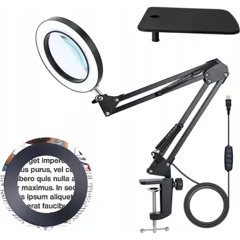 Lampička STOJÍKOVÁ LAMPA S LUPU SKLO 2V1 3 BARVY STOLNÍ LAMPA S 8X ZVĚTŠENÍM