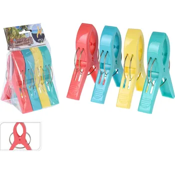 Kolíček na prádlo Klipy na plážovou osušku 12 x 8,5 x 2 cm 4 ks mix barev