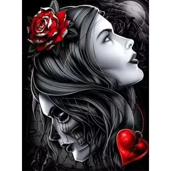 Diamantové malování Diamond painting/HOMFUN - Dívka dvou tváří + třpytivé kamínky