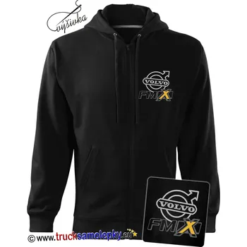 Pánská mikina Truck mikina VOLVO FMX s kapucí, dlouhým zipem a výšivkou (Materiál: 320 g/m2, 80% česaná bavlna, 20% polyester)