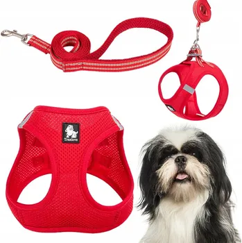 Vodítko pro psa Postroj + vodítko pro malého psa, jorkšíra a kočku Truelove Mini Mesh červené S