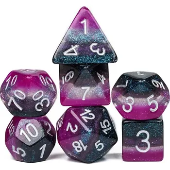 Příslušenství k deskovým hrám RPG KOSTKY PRIDE LGBTQ ASEXUALITA SADA 7 EPOXIDOVÝCH KOSTEK