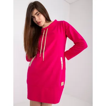 Dámské šaty Fuchsiové mikinové šaty Holly se zlatými detaily -RV-SK-6067.15X-fuchsia pink Velikost: S/M