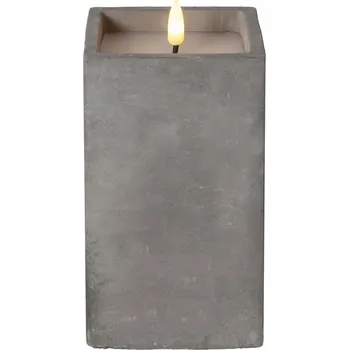 Svíčka LED stolní svíčka z vosku na baterie BETONOVÁ 16,50 cm s časovačem