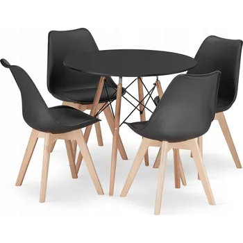 Jídelní set Sada kulatý stůl TODI 80 cm černý + 4 židle MARK černé