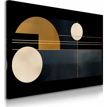 Obraz OBRAZ DO LOŽNICE JÍDELNY ABSTRAKCE ZLATÉ GEOMETRICKÉ TVARY 40x30