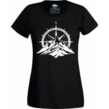 Dámské tričko Dámské tričko Horský Kompas Mountain Compass (Velikost: XS, Barva: Černá)