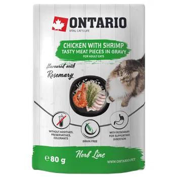 Krmivo pro kočku Kapsička Ontario Herb Chicken with Shrimps 80g