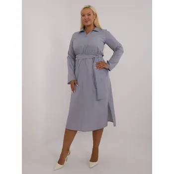 Dámské oblečení Elegantní šedé šaty s dlouhým rukávem LK-