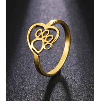 Prsten Ocelový prstýnek tlapička a srdíčko