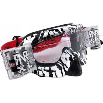Motocyklové brýle Motokrosové brýle černo-bílé s roll-off systémem RIP N roll