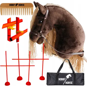 Hobby horsing HOBBY HORSE SET: KŮŇ NA TYČI A3 + 2x SKOKOVÁ PŘEKÁŽKA 120 CM + HŘEBEN