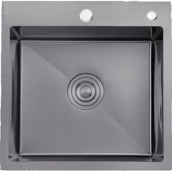 Granitový dřez Jednokomorový Kuchyňský Dřez Grafit 50x50 cm