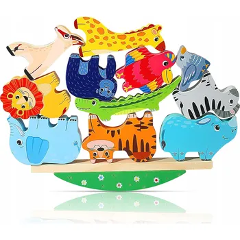 Dřevěná hračka Montessori 2 3 4-Letní dřevěné Stavebnice pro skládání zvířat