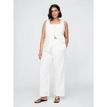 Dámské kalhoty GAP Lněné kalhoty Straight - Dámské GAP bílá 3280121